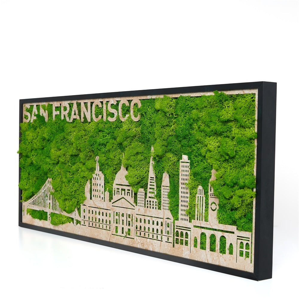 San Francisco Moss City Metal Wall Art Green Iron