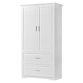 Tall Bathroom Storage Cabinet, Cabinet With Two Doors And Drawers, Adjustable Shelf, Mdf Board, White Old Sku:Wf310828Aak White Mdf