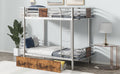 Twin Xl Over Twin Xl Metal Bunk Bed With Mdf Board Guardrail And Two Storage Drawers,Silver Twin Xl Silver Metal