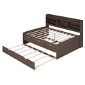 Full Size Wooden Captain Bed With Built In Bookshelves,Three Storage Drawers And Trundle,Antique Grey Antique Gray Solid Wood Mdf