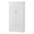 Tall Bathroom Storage Cabinet, Cabinet With Two Doors And Drawers, Adjustable Shelf, Mdf Board, White White Mdf