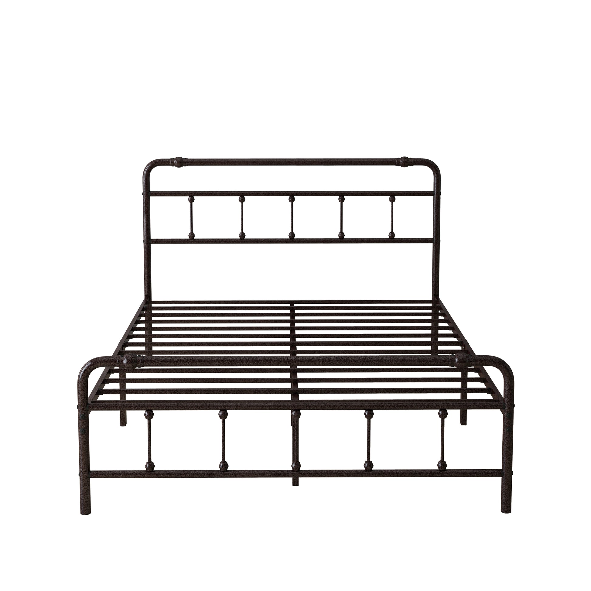 Queen Size Metal Platform Bed Frame With Victorian Style Wrought Iron Art Headboard Footboard Box Spring Not Required Queen Deep Rustic Brown Iron Bed Frame Iron