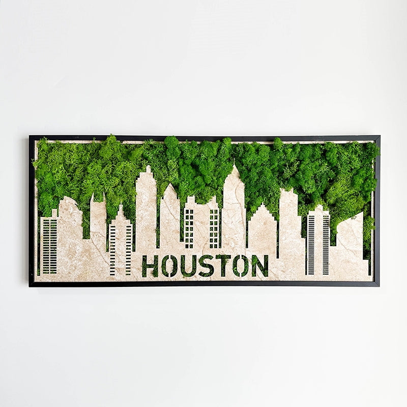 Houston Moss City Metal Wall Art Green Iron