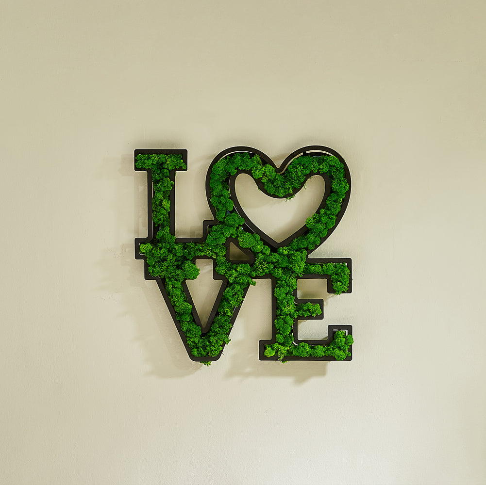 Letter Art Moss Wall Decor Green Iron