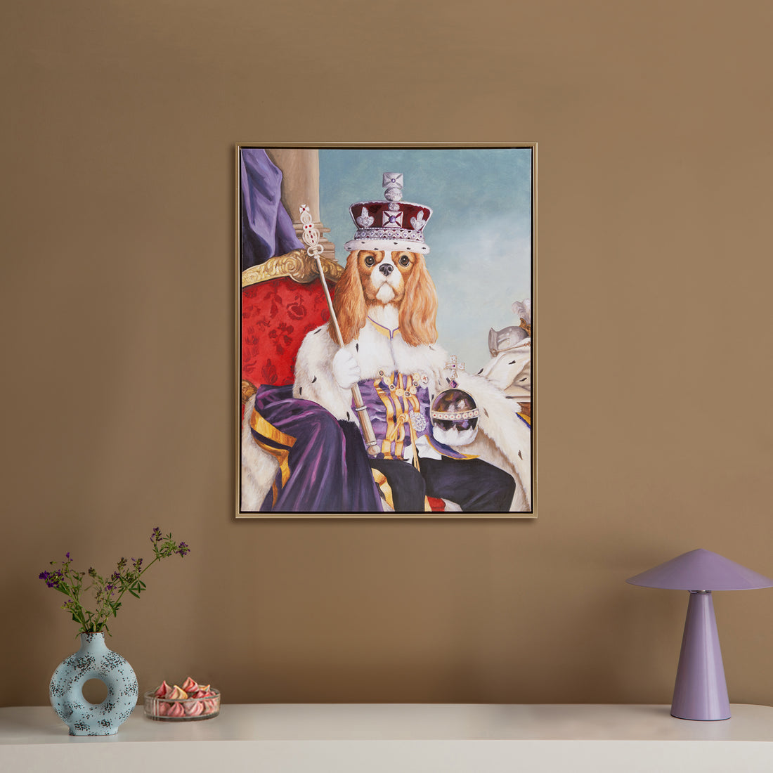 King Charles Spaniel Iii Framed Canvas Wall Art King Charles Spaniel Iii Wood