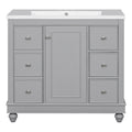 Contemporary Gray Bathroom Vanity Cabinet 36X18X34 Inches, 4 Drawers & 1 Cabinet Door, Multipurpose Storage, Resin Integrated Sink, Adjustable Shelves, Solid Wood Frame With Mdf Gray Modern Solid Wood Mdf Resin