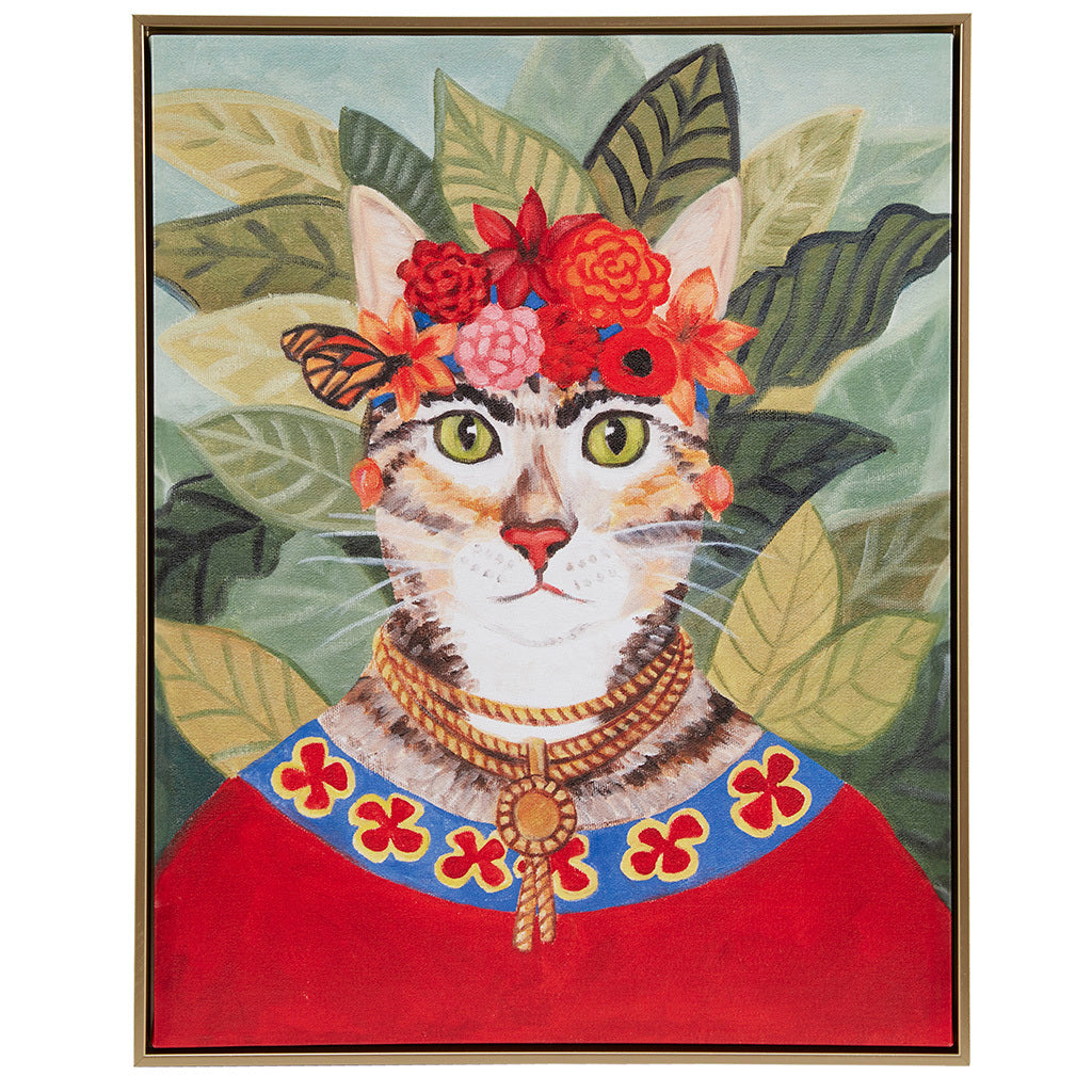 Bohemian Cat In Forest Framed Canvas Wall Art Bohemian Cat Wood