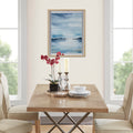 Framed Glass And Single Matted Abstract Landscape Coastal Wall Art Blue Polyester