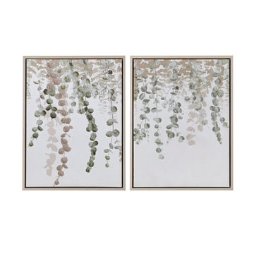 Eucalyptus 2 Piece Framed Canvas Wall Decor Set Green Wood