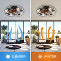 Indoor Low Profile 20 Inch Industrial 7 Blades Remote Control Ceiling Fan With Bulb Light Black Abs