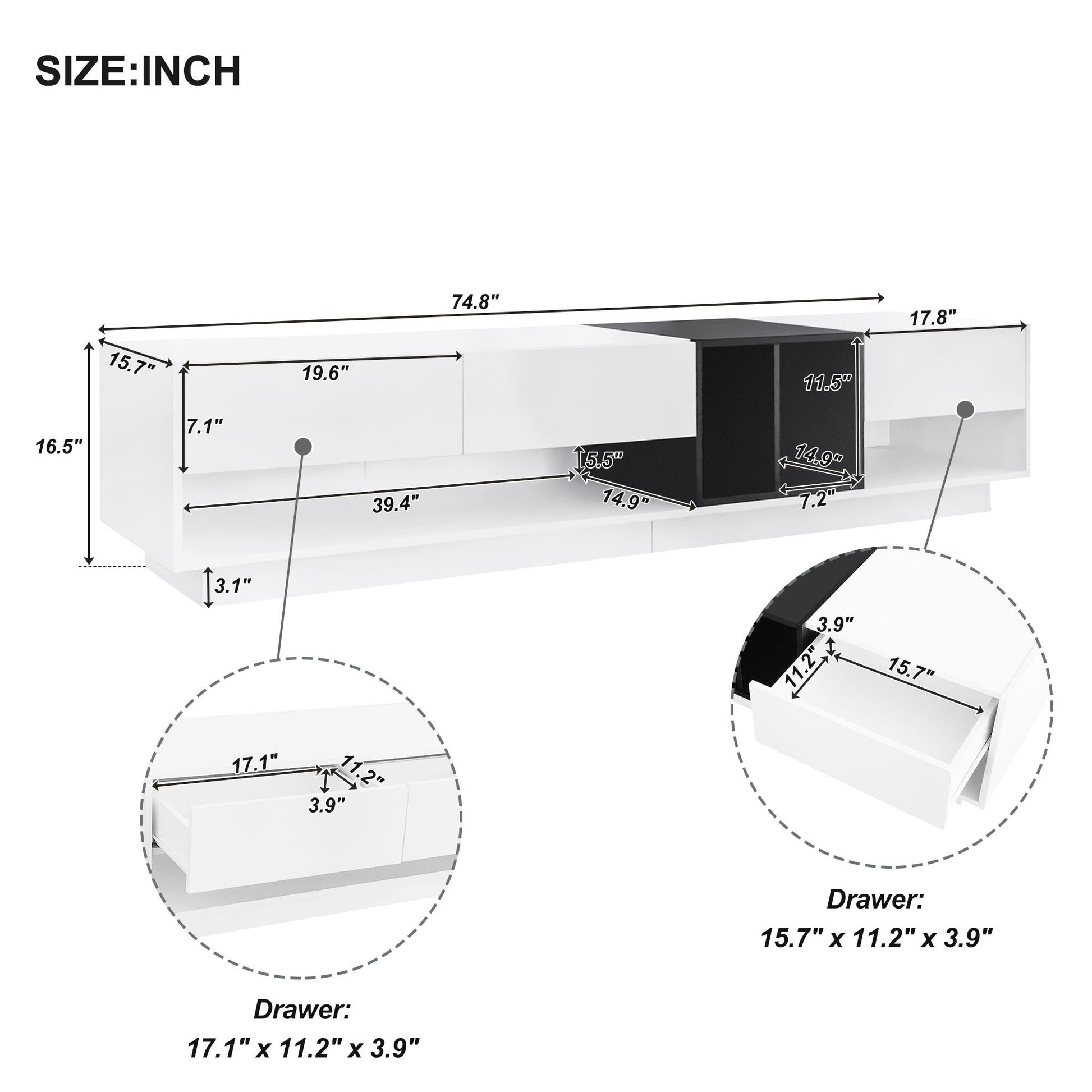 Sleek And Stylish Tv Stand With Perfect Storage Solution, Two Tone Media Console For Tvs Up To 80'', Functional Tv Cabinet With Versatile Compartment For Living Room, White White Primary Living Space Particle Board