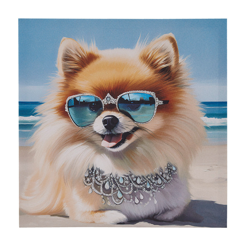 Pomeranian Canvas Wall Art Pomeranian Blue Multi Mdf