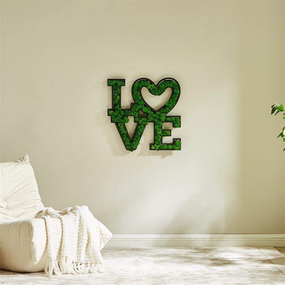 Letter Art Moss Wall Decor Green Iron