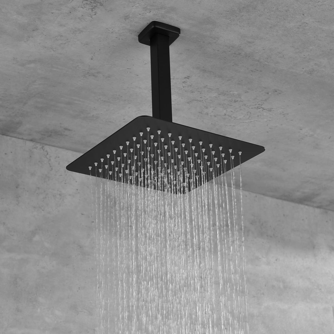 16" Shower Head System Ceiling Mounted Shower One Matte Black Wall Mounted Bathroom Brass