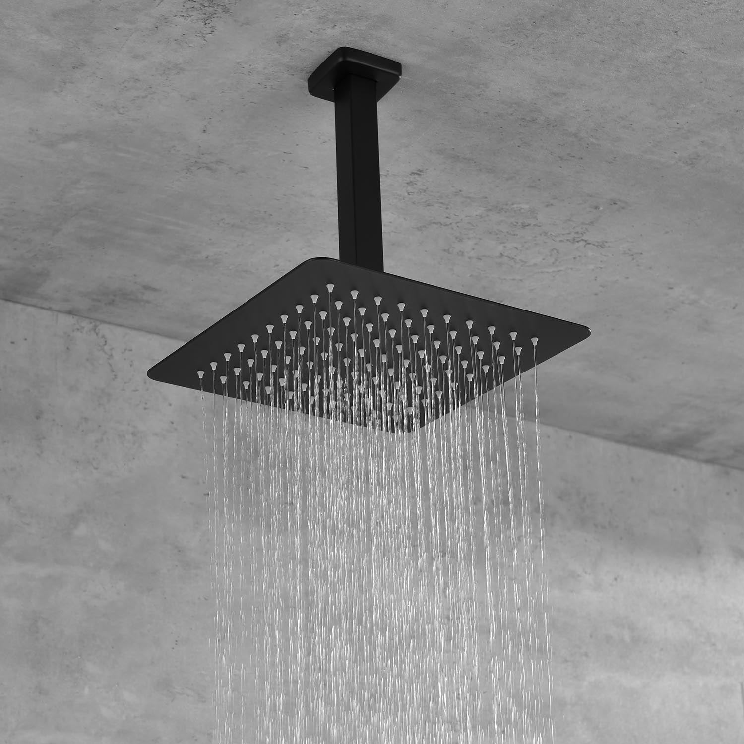 16" Shower Head System Ceiling Mounted Shower One Matte Black Wall Mounted Bathroom Brass