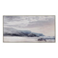 Hand Embellished Landscape Framed Canvas Wall Art Blue Pink Wood