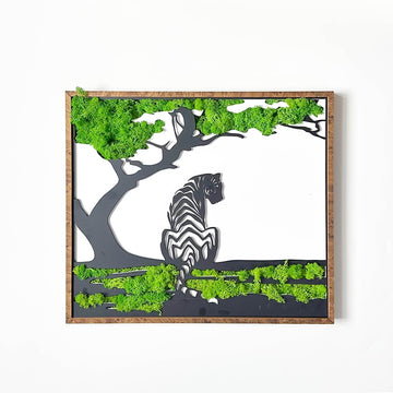 Tiger Metal Art Moss Wall Decor Green Iron