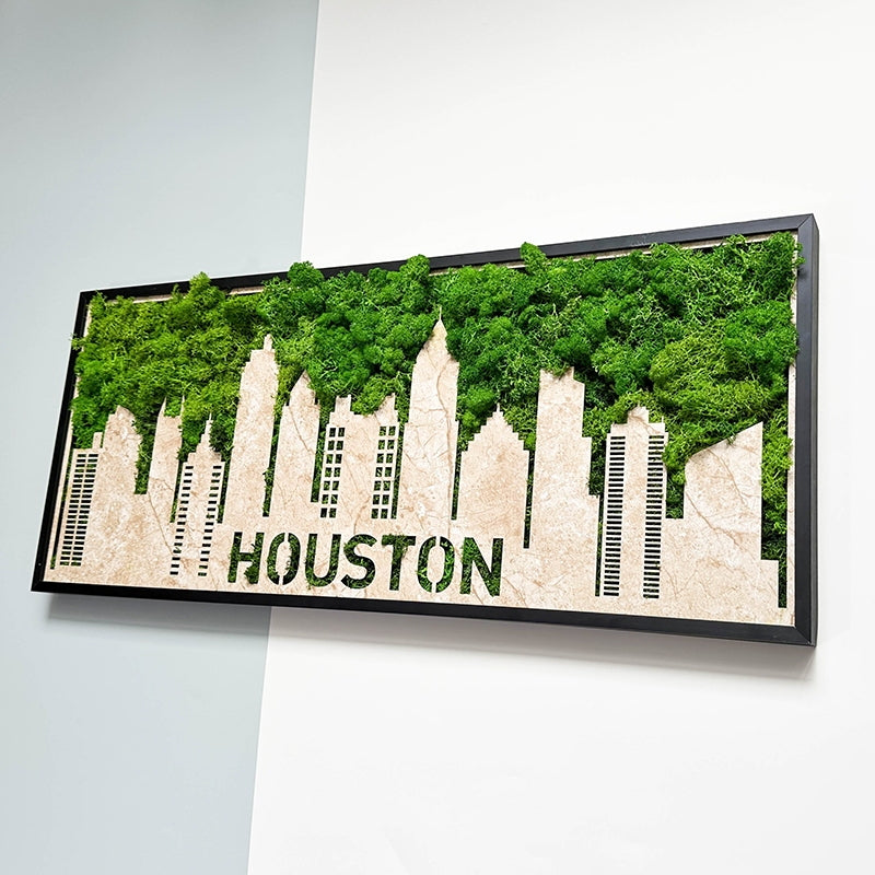 Houston Moss City Metal Wall Art Green Iron