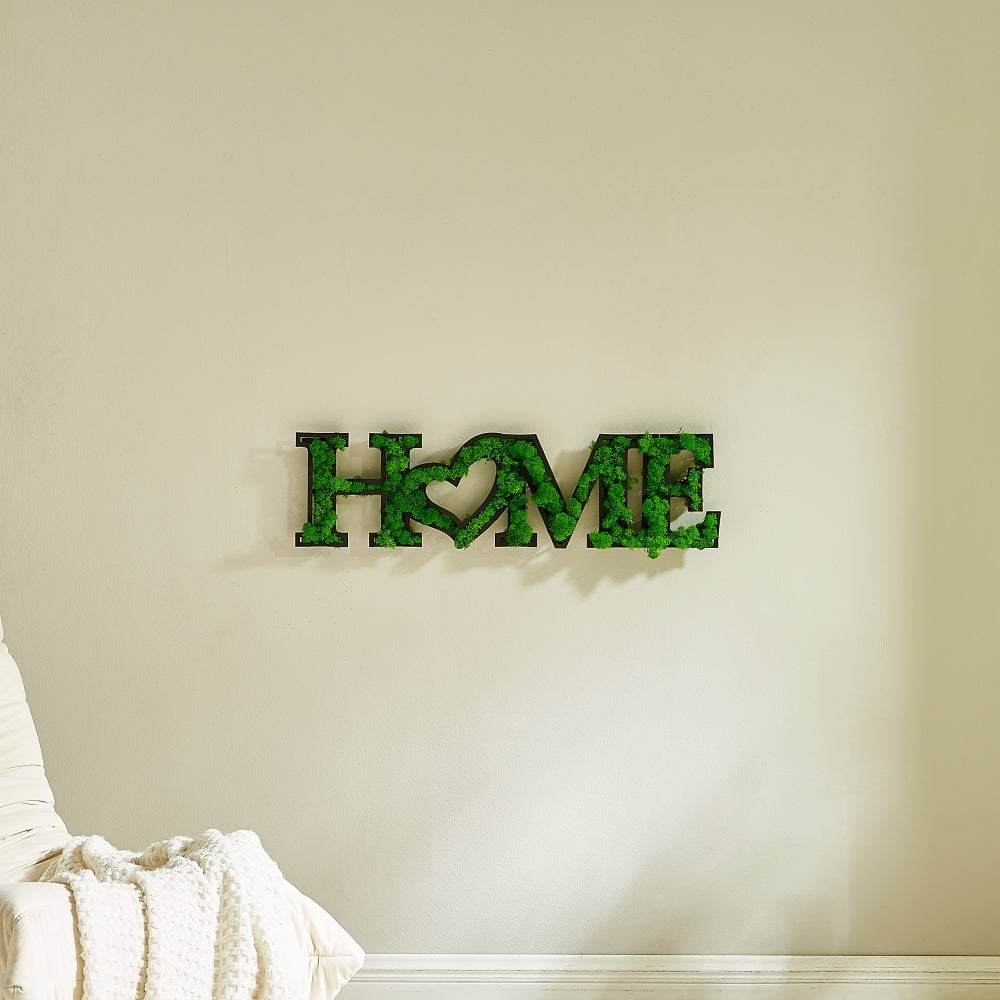 Home Letter Art Moss Wall Decor Green Iron