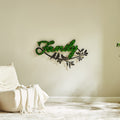 Family Letter Art Moss Wall Decor Green Iron