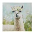 Llama Canvas Wall Art Llama Green Multi Mdf