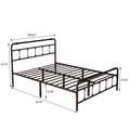 Queen Size Metal Platform Bed Frame With Victorian Style Wrought Iron Art Headboard Footboard Box Spring Not Required Queen Deep Rustic Brown Iron Bed Frame Iron