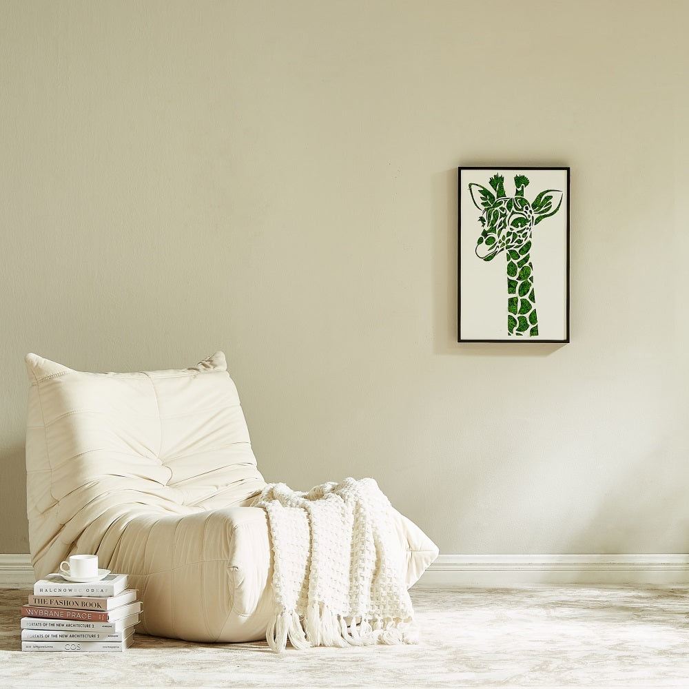 Giraffe Metal Art Moss Wall Decor Green Iron