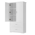 Tall Bathroom Storage Cabinet, Cabinet With Two Doors And Drawers, Adjustable Shelf, Mdf Board, White Old Sku:Wf310828Aak White Mdf