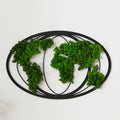 Moss World Map Metal Wall Decor Green Iron