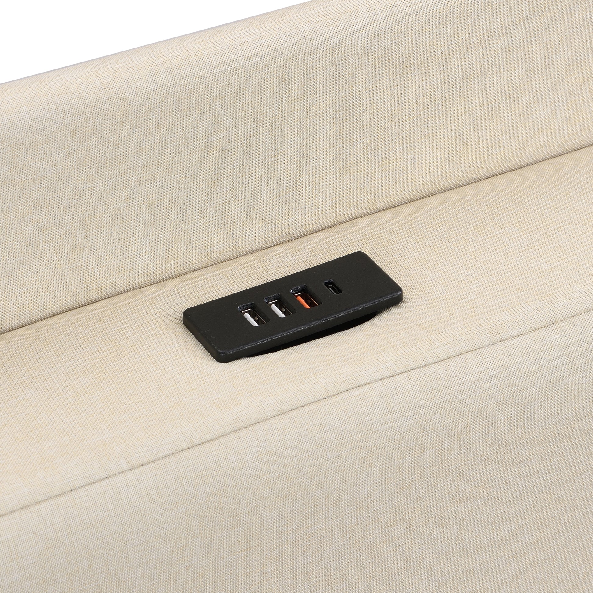 Queen Size Bed Frame With 2 Storage Drawers, Upholstered Bed Frame With Wingback Headboard Storage Shelf Built In Usb Charging Stations And Strong Wood Slats Support, No Box Spring Needed, Beige Box Spring Not Required Queen Beige Composite Bedroom Bed