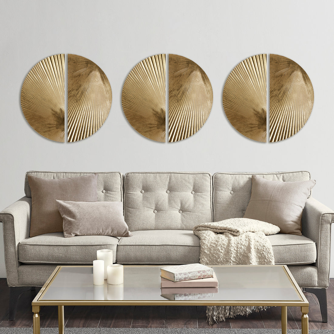 Half Moon 2 Piece Metal Wall Decor Set Gold Metal