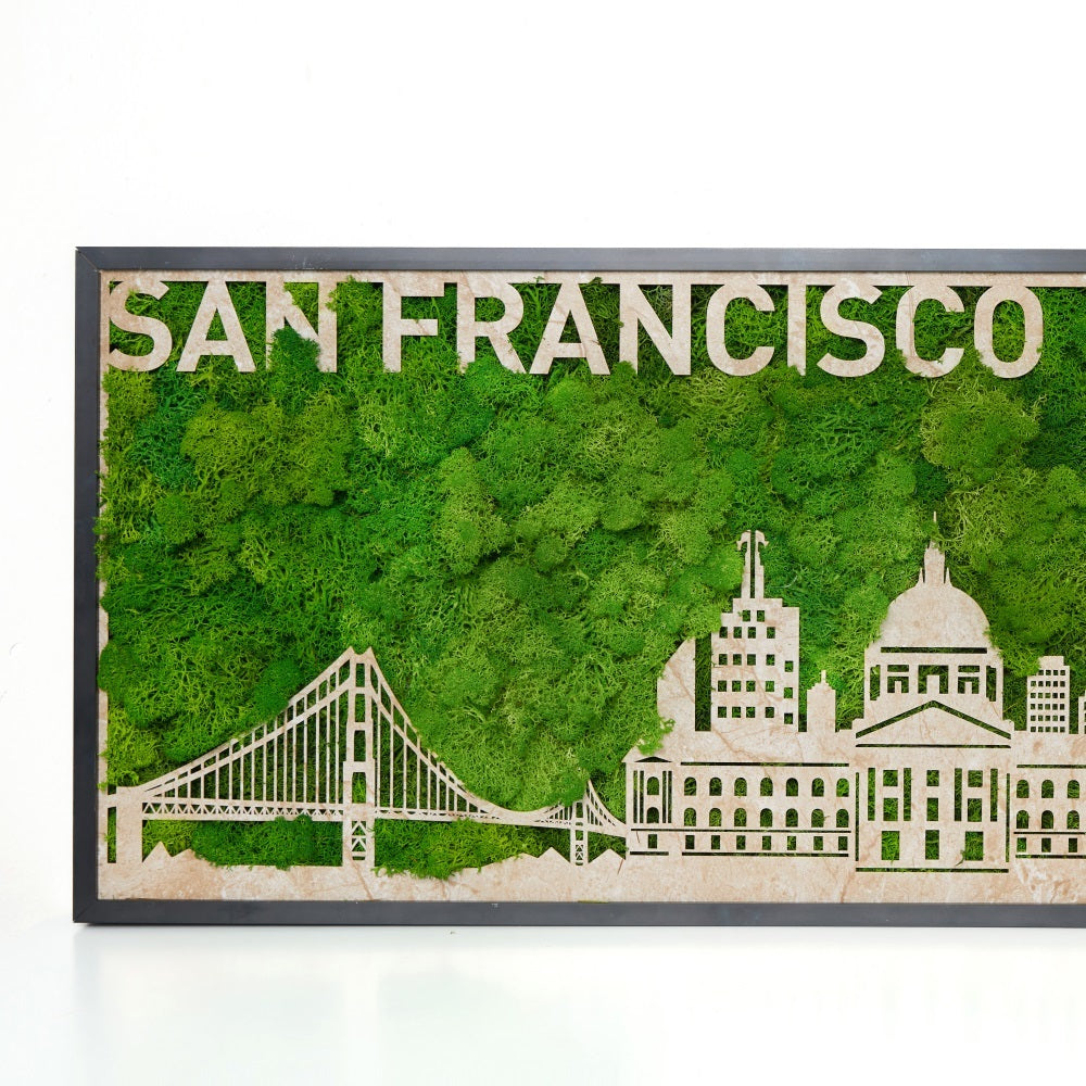 San Francisco Moss City Metal Wall Art Green Iron