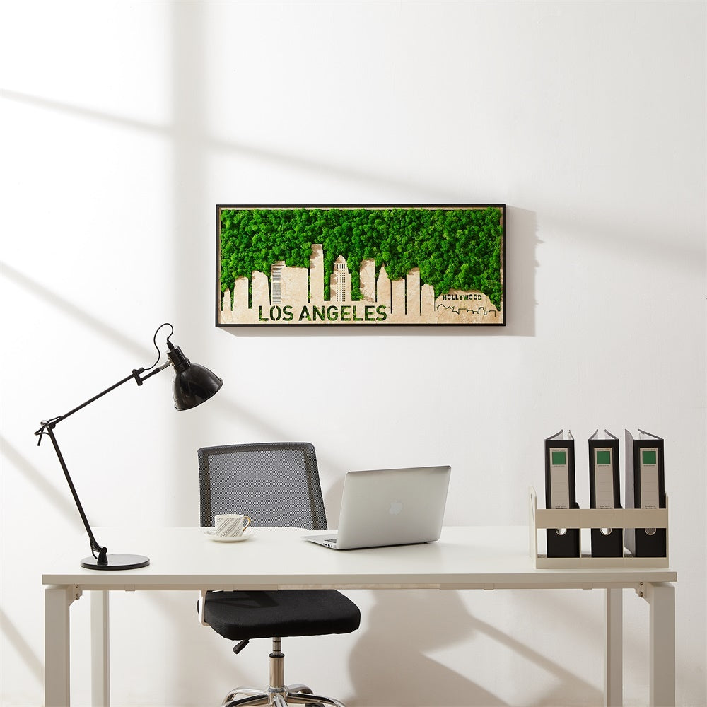 Los Angeles Moss City Metal Wall Art Medium Green Iron