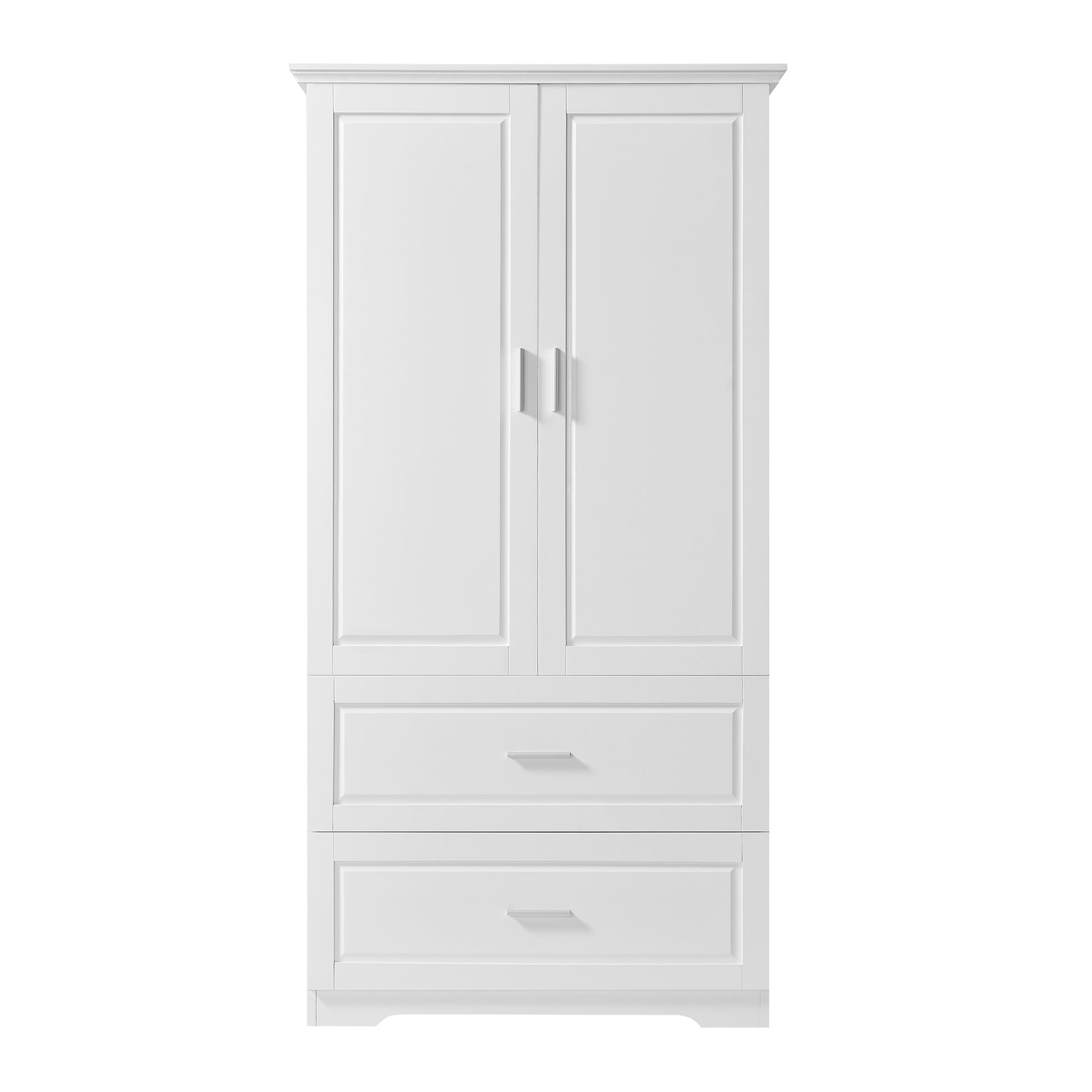 Tall Bathroom Storage Cabinet, Cabinet With Two Doors And Drawers, Adjustable Shelf, Mdf Board, White White Mdf