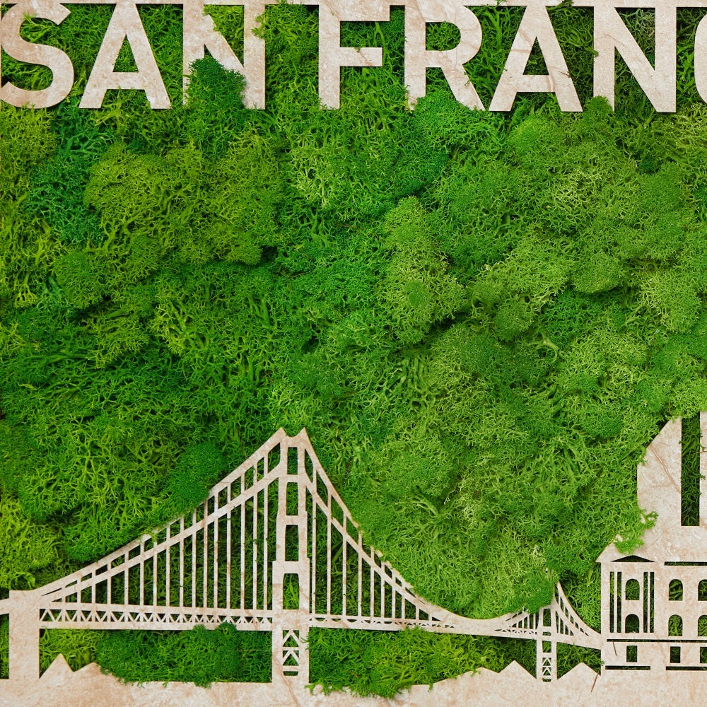 San Francisco Moss City Metal Wall Art Green Iron