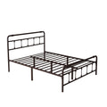 Queen Size Metal Platform Bed Frame With Victorian Style Wrought Iron Art Headboard Footboard Box Spring Not Required Queen Deep Rustic Brown Iron Bed Frame Iron