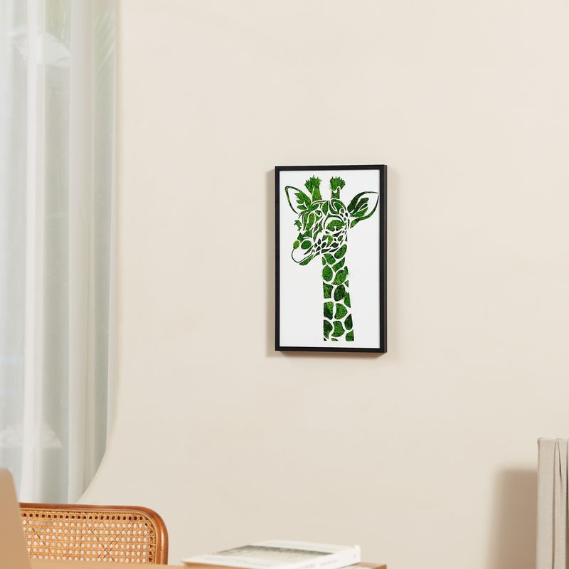 Giraffe Metal Art Moss Wall Decor Green Iron