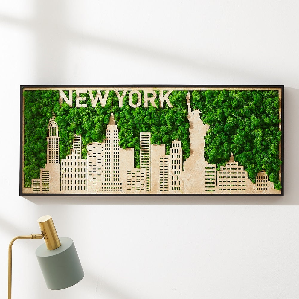 York Moss City Metal Wall Art Small Green Iron