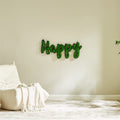 Happy Letter Art Moss Wall Decor Green Iron