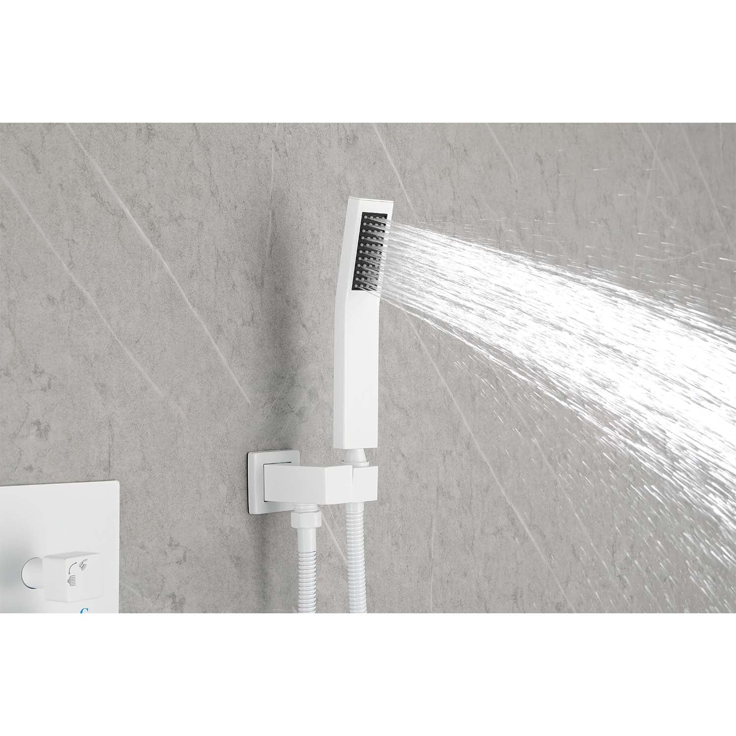 16" Shower Head System Ceiling Mounted Shower One White Wall Mounted Bathroom Brass