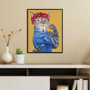 Rosie The Feline Framed Canvas Wall Art Rosie Feline Wood