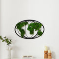 Moss World Map Metal Wall Decor Green Iron