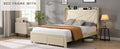 Queen Size Bed Frame With 2 Storage Drawers, Upholstered Bed Frame With Wingback Headboard Storage Shelf Built In Usb Charging Stations And Strong Wood Slats Support, No Box Spring Needed, Beige Box Spring Not Required Queen Beige Composite Bedroom Bed