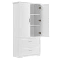 Tall Bathroom Storage Cabinet, Cabinet With Two Doors And Drawers, Adjustable Shelf, Mdf Board, White Old Sku:Wf310828Aak White Mdf