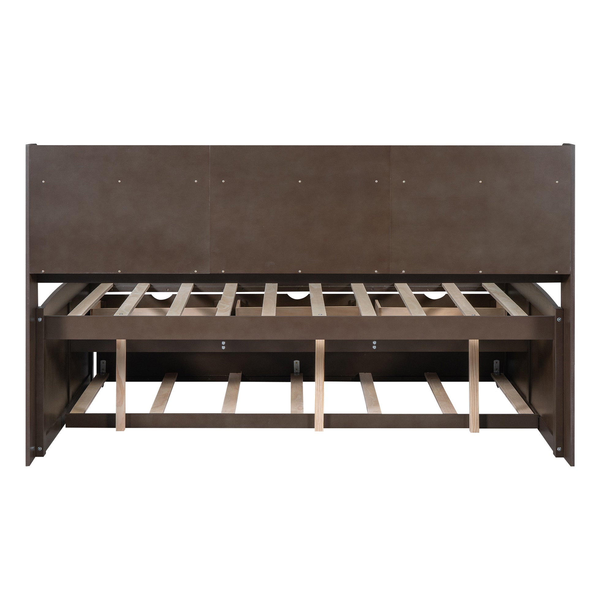 Full Size Wooden Captain Bed With Built In Bookshelves,Three Storage Drawers And Trundle,Antique Grey Antique Gray Solid Wood Mdf