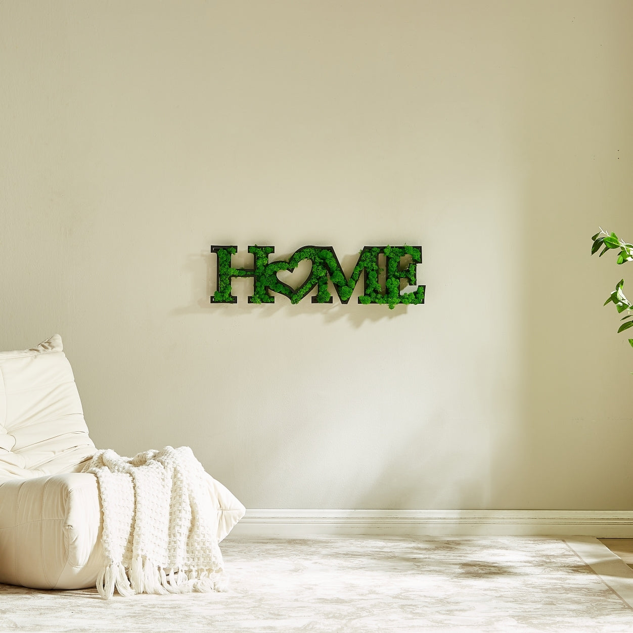 Home Letter Art Moss Wall Decor Green Iron