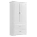 Tall Bathroom Storage Cabinet, Cabinet With Two Doors And Drawers, Adjustable Shelf, Mdf Board, White White Mdf