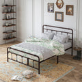 Queen Size Metal Platform Bed Frame With Victorian Style Wrought Iron Art Headboard Footboard Box Spring Not Required Queen Deep Rustic Brown Iron Bed Frame Iron