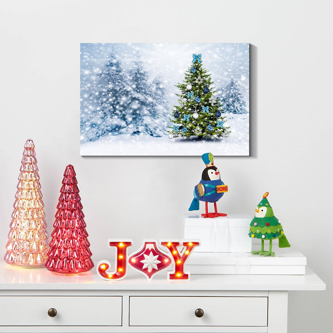 Framed Canvas Wall Art Decor Painting For Chrismas, Chrismas Tree With Cute Snowman Chrismas Gift Painting For Chrismas Gift, Decoration For Chrismas Eve Office Living Room, Bedroom Decor Ready To Han Rectangle Framed Multicolor Christmas Oversized 41In