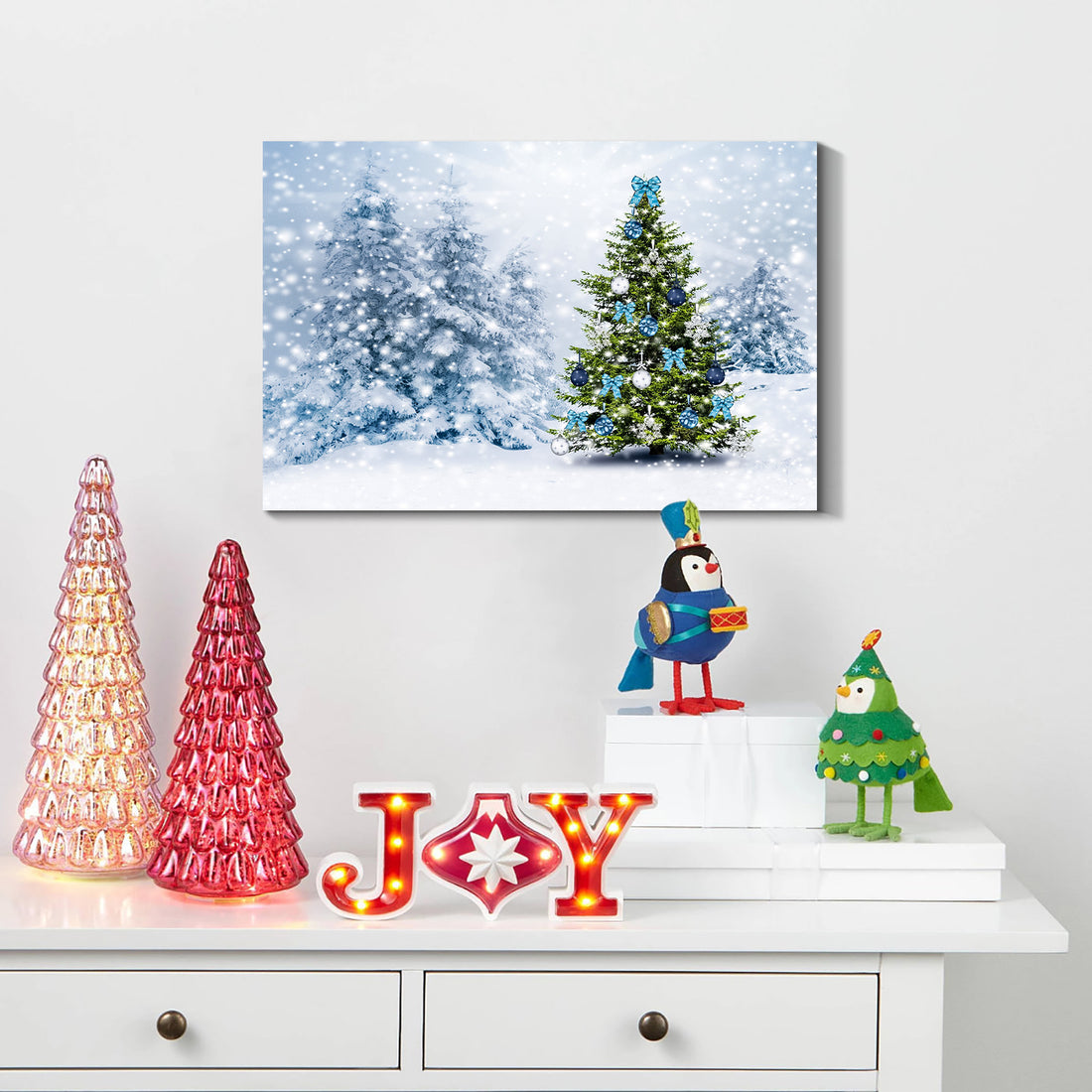 Framed Canvas Wall Art Decor Painting For Chrismas, Chrismas Tree With Cute Snowman Gift Painting For Chrismas Gift, Decoration For Chrismas Eve Office Living Room, Bedroom 3624In Thickness 1.5Inch Rectangle Framed Multicolor Christmas Oversized 41In